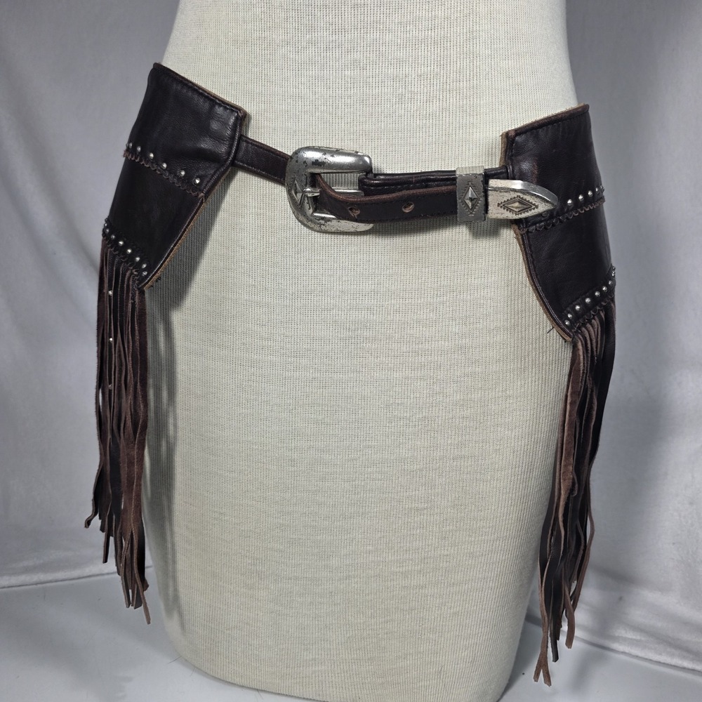 Vintage Tribe America Made In USA Hip Studded Fringe Western Festival Belt Large - Picture 3 of 12